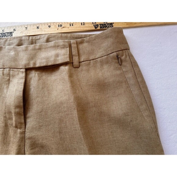 Akris Women Pants Flax Linen Wide Leg Brown 30x27 Waist Invisible Pocket - Picture 4 of 12
